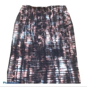 Black Brown and Blue Midi Skirt